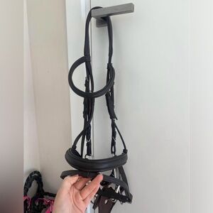 Horse flash Leather Bridle Brown full with reins